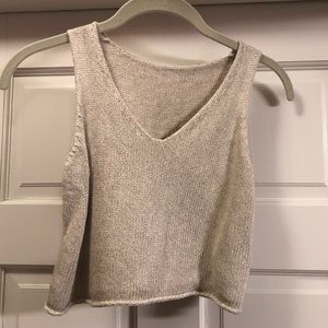 Brandy Melville Off White Crop Knit Sweater Tank